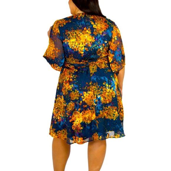 Marée Pour Toi Floral Burnout Faux Wrap Dress Size 20 New with Tag MSRP $199 SOO - Picture 3 of 10